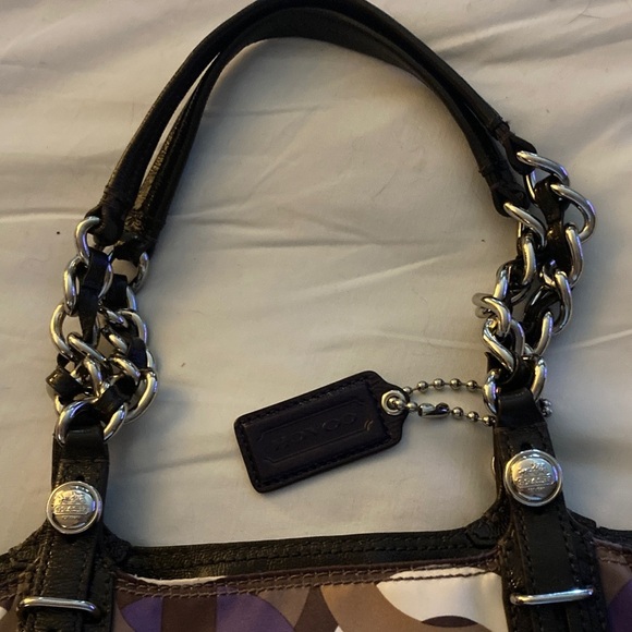 COACH MADISON CHAINLINK EAST MEET WEST BAG PURPLE MULTI #15549 - Picture 2 of 4